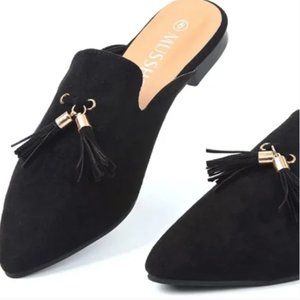 Musshoe Women's Pointed Toe Slip On Mules with Tassels - 7.5